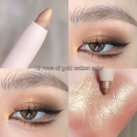 Crouching Silkworm Eyeliner Pen Makeup Brightening $10.44 Dana Fashion Color Classification: 12 Color Golden Brown makeup Product information: Color classification: 01 color matte white, 02 color Pearl White, 03 color fluorescent flash, 04 # M apricot, 05