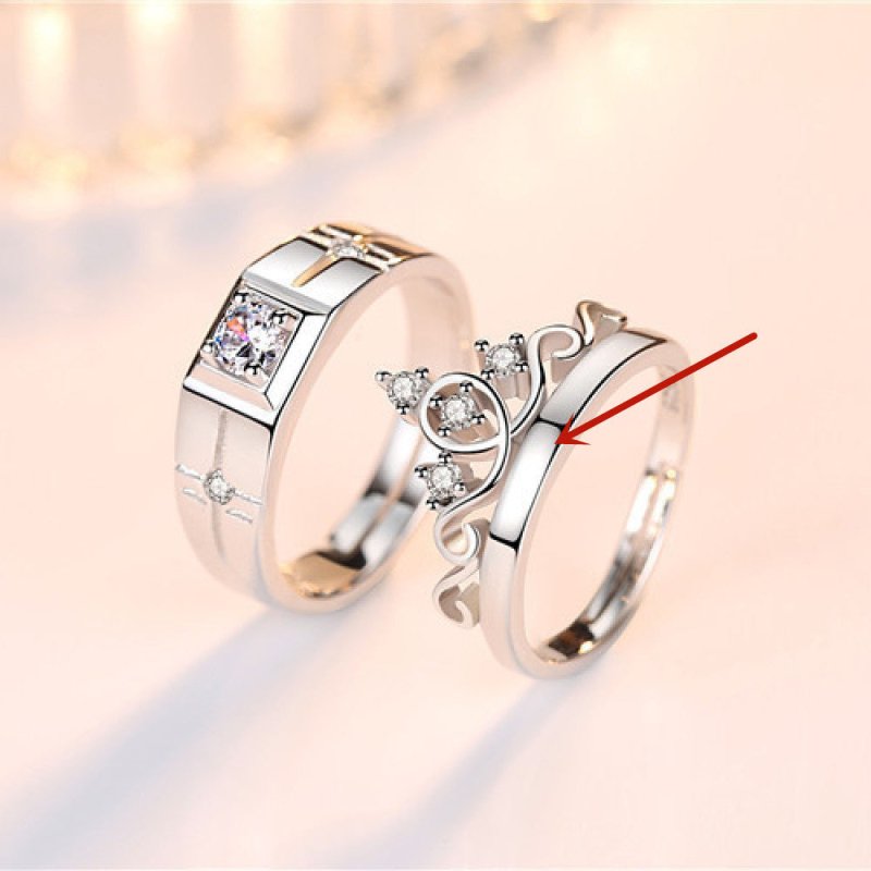 Crown Men's And Women's Diamond Couple Ring $24.11 Dana Fashion Color: White Copper White Gold Plated Size: Female Opening Women's Accessories Product information: Type: Ring, ring Treatment Process: Electroplating Color: white copper white gold plated Si