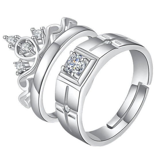Crown Men's And Women's Diamond Couple Ring $46.16 Dana Fashion Color: White Copper White Gold Plated Size: 2 Piece set Women's Accessories Product information: Type: Ring, ring Treatment Process: Electroplating Color: white copper white gold plated Size: