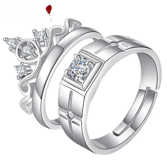 Crown Men's And Women's Diamond Couple Ring $46.16 Dana Fashion Color: White Copper White Gold Plated Size: 2 Piece set Women's Accessories Product information: Type: Ring, ring Treatment Process: Electroplating Color: white copper white gold plated Size: