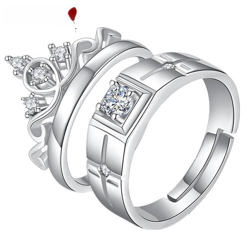 Crown Men's And Women's Diamond Couple Ring $46.16 Dana Fashion Color: White Copper White Gold Plated Size: 2 Piece set Women's Accessories Product information: Type: Ring, ring Treatment Process: Electroplating Color: white copper white gold plated Size: