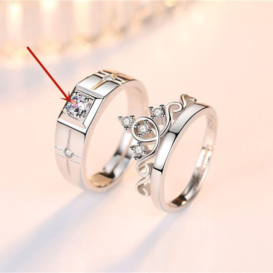 Crown Men's And Women's Diamond Couple Ring $24.11 Dana Fashion Color: White Copper White Gold Plated Size: Male Opening Women's Accessories Product information: Type: Ring, ring Treatment Process: Electroplating Color: white copper white gold plated Size