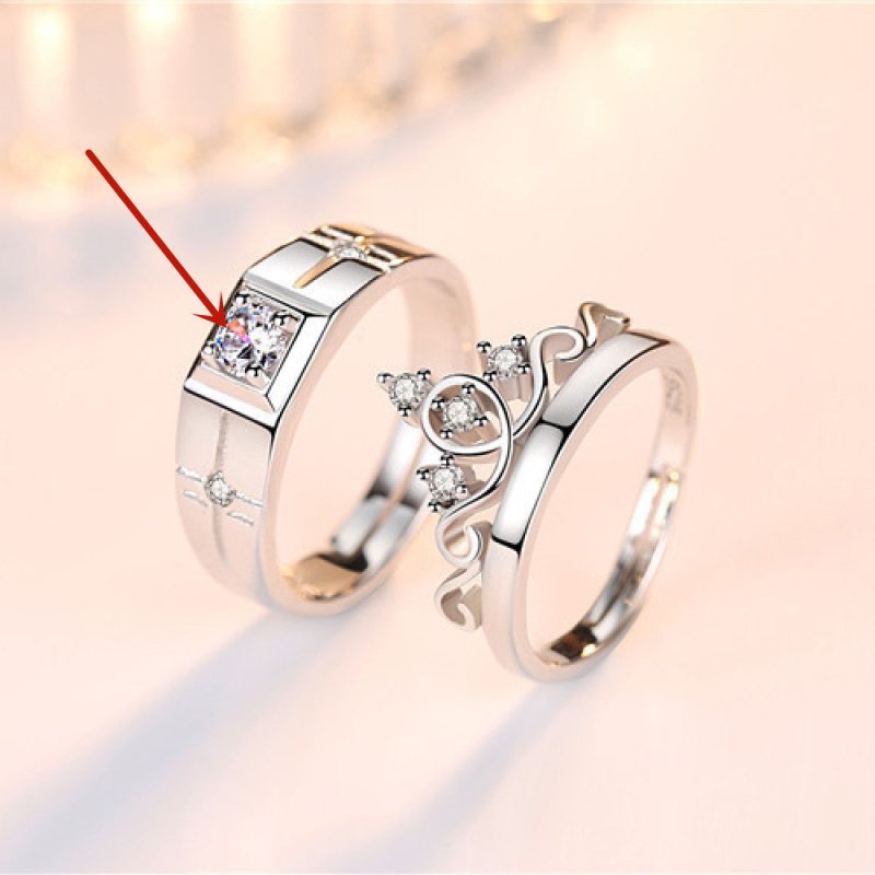 Crown Men's And Women's Diamond Couple Ring $24.11 Dana Fashion Color: White Copper White Gold Plated Size: Male Opening Women's Accessories Product information: Type: Ring, ring Treatment Process: Electroplating Color: white copper white gold plated Size