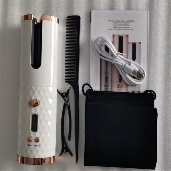 Curling Iron USB Wireless Multifunctional Charging Curler $39.00 Dana Fashion Color: White1 Beauty Tools Overview: 1, 6-speed temperature adjustment, 6-level time setting, according to the hair quality, you can press the button to turn on the temperature