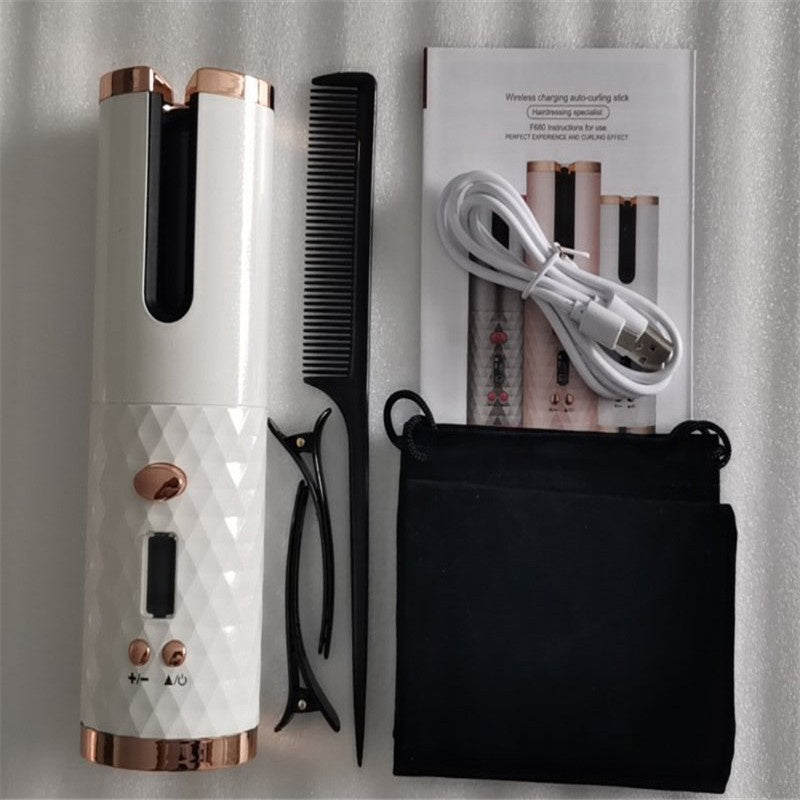 Curling Iron USB Wireless Multifunctional Charging Curler $39.00 Dana Fashion Color: White1 Beauty Tools Overview: 1, 6-speed temperature adjustment, 6-level time setting, according to the hair quality, you can press the button to turn on the temperature