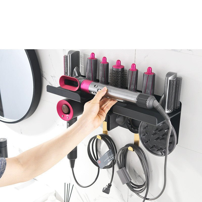 Curling Rod Storage Rack Barber Shop Hair Dryer Holder $199.00 Dana Fashion style: A Beauty Tools Product information Surface treatment: anodized Certification: None Material: Aluminum alloy Style: light luxury Style: light luxury Packing list Shelf x1