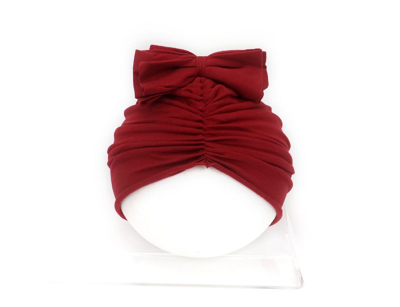 Cute Baby Hat Newborn Soft Baby Girl Hat Turban Infant Toddler Baby Cap Bonnet Headwraps $21.41 Dana Fashion Size: 35 to 48 Color: Wine Red Baby Clothing Overview: Made from a soft knitted fabric, stretch and very comfortable to wear. A wide range of soli