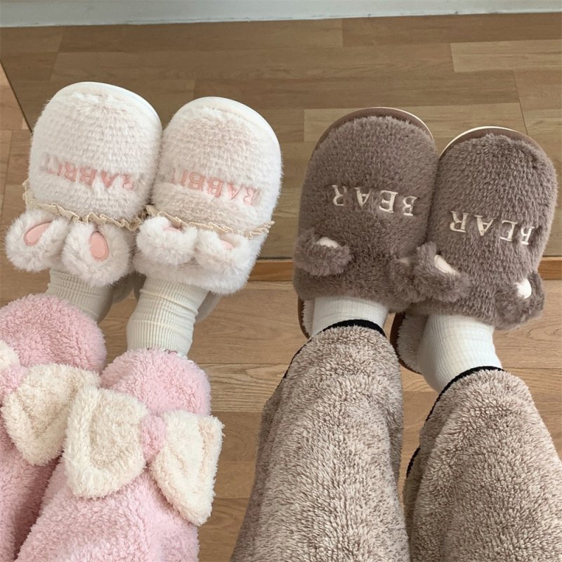Cute Cartoon Ladies Winter Leisure Pajamas Indoor Soft Bottom Cotton Slippers $39.95 Dana Fashion Color: Bear Dark Brown Size: 36to37 Women's shoes Product information: Pattern: Cartoon Applicable scenario: home indoor Color: Rabbit Milky White, rabbit lo