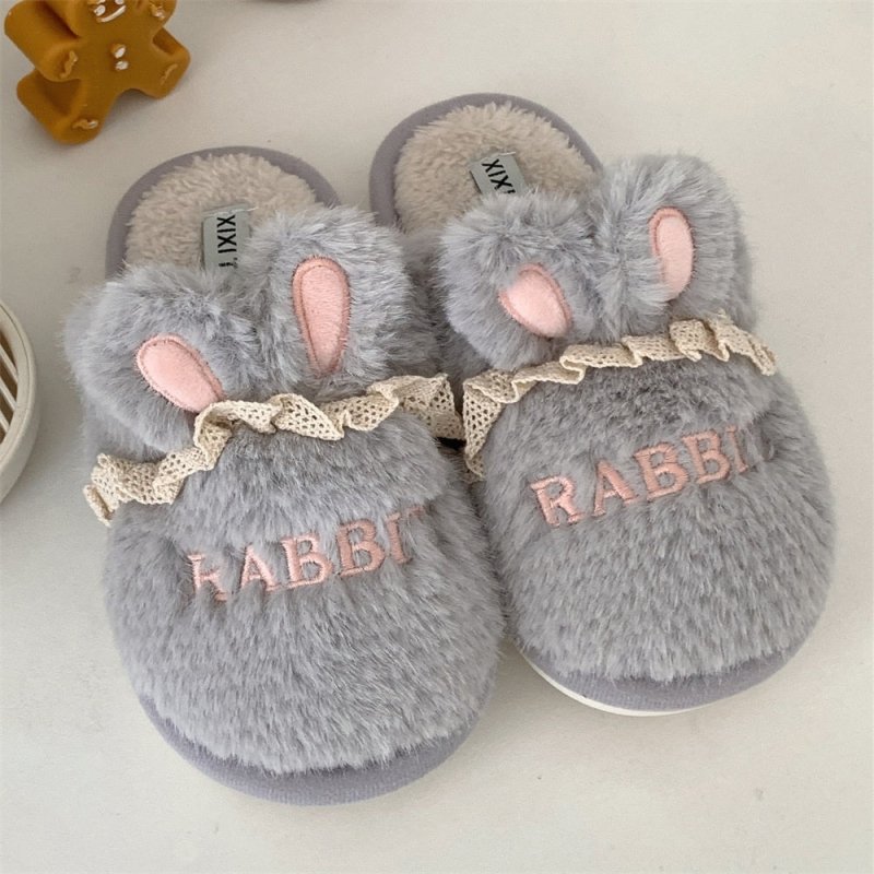 Cute Cartoon Ladies Winter Leisure Pajamas Indoor Soft Bottom Cotton Slippers $39.95 Dana Fashion Color: Rabbit Light Blue Size: 36to37 Women's shoes Product information: Pattern: Cartoon Applicable scenario: home indoor Color: Rabbit Milky White, rabbit