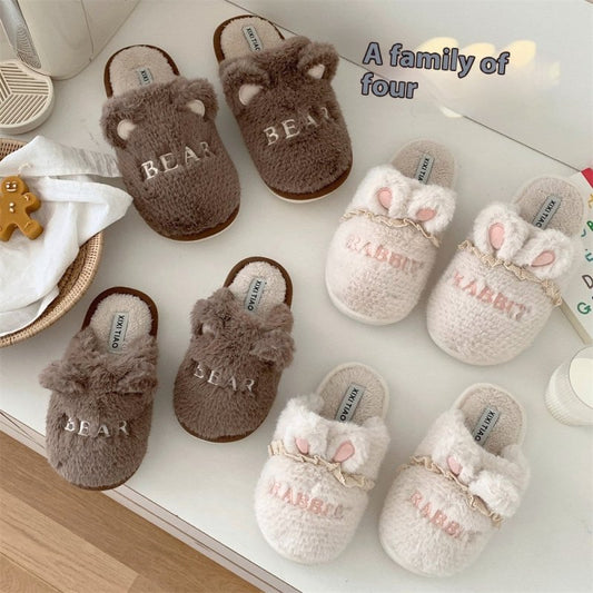 Cute Cartoon Ladies Winter Leisure Pajamas Indoor Soft Bottom Cotton Slippers $39.95 Dana Fashion Color: Bear Dark Brown Size: 36to37 Women's shoes Product information: Pattern: Cartoon Applicable scenario: home indoor Color: Rabbit Milky White, rabbit lo