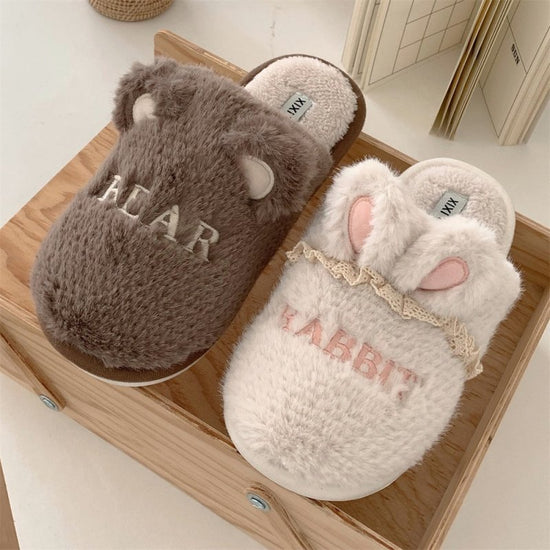 Cute Cartoon Ladies Winter Leisure Pajamas Indoor Soft Bottom Cotton Slippers $39.95 Dana Fashion Color: Bear Dark Brown Size: 36to37 Women's shoes Product information: Pattern: Cartoon Applicable scenario: home indoor Color: Rabbit Milky White, rabbit lo