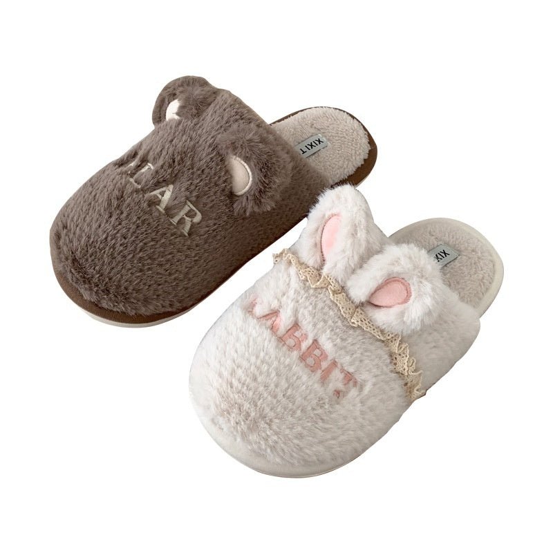 Cute Cartoon Ladies Winter Leisure Pajamas Indoor Soft Bottom Cotton Slippers $39.95 Dana Fashion Color: Bear Dark Brown Size: 36to37 Women's shoes Product information: Pattern: Cartoon Applicable scenario: home indoor Color: Rabbit Milky White, rabbit lo