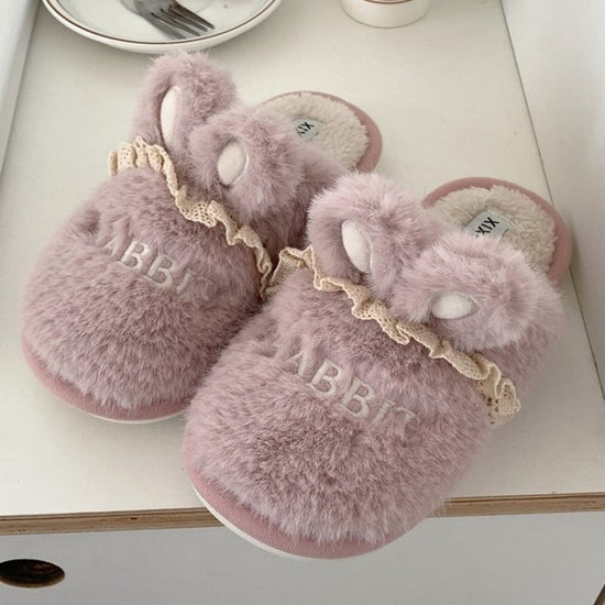 Cute Cartoon Ladies Winter Leisure Pajamas Indoor Soft Bottom Cotton Slippers $39.95 Dana Fashion Color: Rabbit Lotus Root Pink Size: 36to37 Women's shoes Product information: Pattern: Cartoon Applicable scenario: home indoor Color: Rabbit Milky White, ra