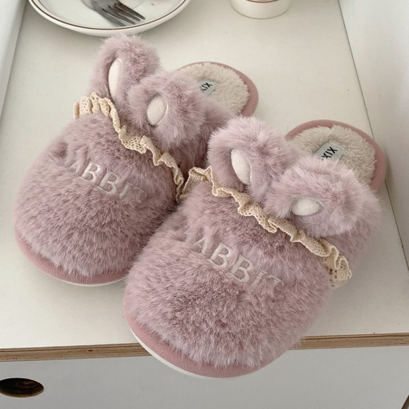Cute Cartoon Ladies Winter Leisure Pajamas Indoor Soft Bottom Cotton Slippers $39.95 Dana Fashion Color: Rabbit Lotus Root Pink Size: 36to37 Women's shoes Product information: Pattern: Cartoon Applicable scenario: home indoor Color: Rabbit Milky White, ra