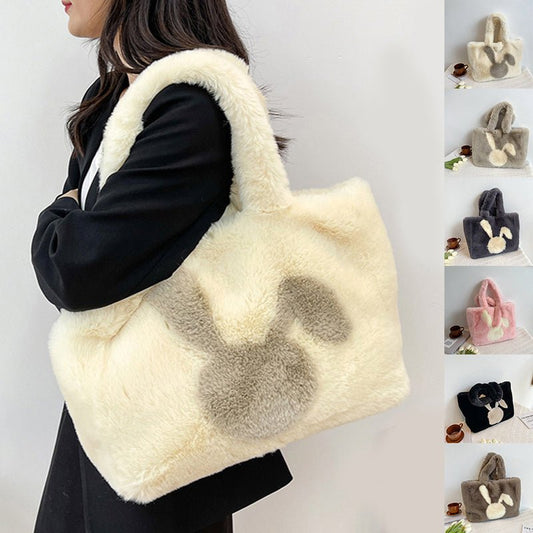 Cute Cartoon Rabbit Ears Plush Bag Autumn And Winter Shoulder Bag Shopping Handbags Large Capacity Personalized Tote Bags For Women $39.98 Dana Fashion Color: Beige Women's Bags Product information: Material: plush Style: fashionable and simple Features:S