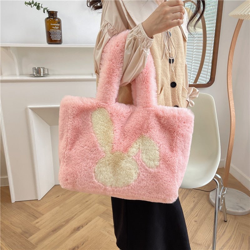 Cute Cartoon Rabbit Ears Plush Bag Autumn And Winter Shoulder Bag Shopping Handbags Large Capacity Personalized Tote Bags For Women $39.98 Dana Fashion Color: Pink Women's Bags Product information: Material: plush Style: fashionable and simple Features:So