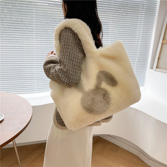 Cute Cartoon Rabbit Ears Plush Bag Autumn And Winter Shoulder Bag Shopping Handbags Large Capacity Personalized Tote Bags For Women $39.98 Dana Fashion Color: Beige Women's Bags Product information: Material: plush Style: fashionable and simple Features:S
