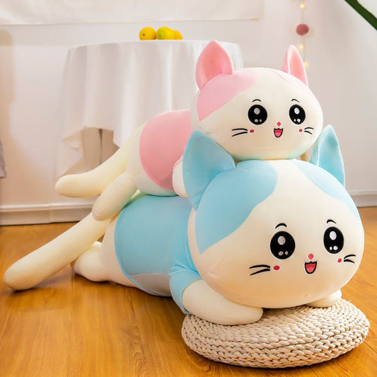 Cute Cat Plush Toy Sofa Cushion Long Throw Pillow $66.68 Dana Fashion Color: Blue Size: 100cm Toys & Hobbies Product information: Name: Cute lying cat Filling: down cotton Purpose: Throw Pillow / Lying Pillow / Sleeping Pillow Fabric: Stretch soft velvet