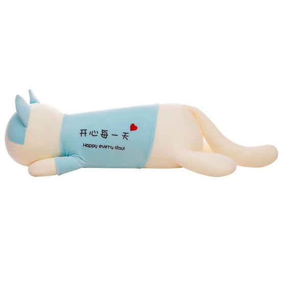 Cute Cat Plush Toy Sofa Cushion Long Throw Pillow $66.68 Dana Fashion Color: Blue Size: 100cm Toys & Hobbies Product information: Name: Cute lying cat Filling: down cotton Purpose: Throw Pillow / Lying Pillow / Sleeping Pillow Fabric: Stretch soft velvet
