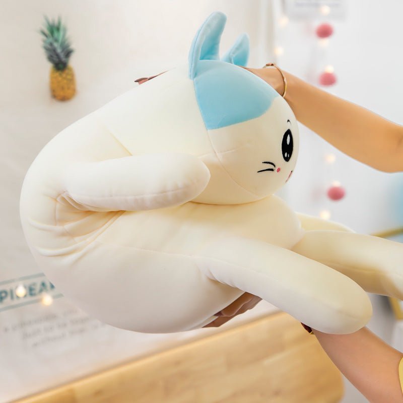 Cute Cat Plush Toy Sofa Cushion Long Throw Pillow $66.68 Dana Fashion Color: Blue Size: 100cm Toys & Hobbies Product information: Name: Cute lying cat Filling: down cotton Purpose: Throw Pillow / Lying Pillow / Sleeping Pillow Fabric: Stretch soft velvet