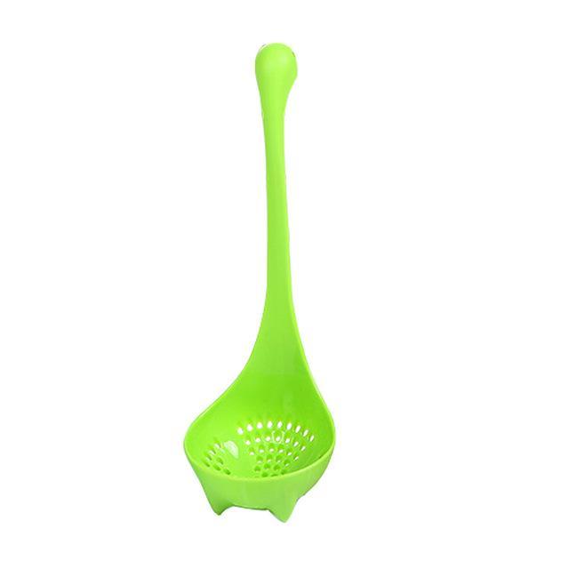 Cute Dinosaur Standing Spoon $15.00 Dana Fashion Color: Green style: With packaging Dana's Kitchen Features: Brand new and high quality. Durable food grade PP material. Cute cartoon dinosaur design. Description: Production:Dinnerware Size: 8*8*24cm Materi