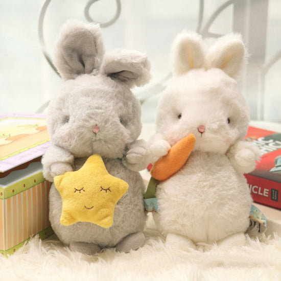 Cute Fluffy Bunny Plushies Stuffed Soft Baby Appease Toy Long Plush Hug Star Carrot Rabbit $19.53 Dana Fashion Color: Grey Dimensions: 22cm Baby & Mother Overview: Super-Cute Fluffy Hair Angora Rabbit Plush Toy Long Plush Hug Star Carrot Short Ears Bunny
