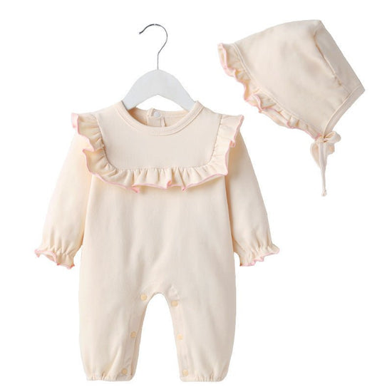 Cute mombei baby girl princess baby girl autumn clothes $19.13 Dana Fashion Color: Beige Size: 73CM Baby Clothing Sleeve length: long sleeve Thickness: General Fabric name: Cotton Closure style: pullover Color: Beige Isabella Single Layer Romper, Burgundy