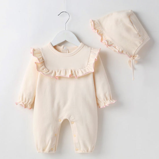 Cute mombei baby girl princess baby girl autumn clothes $19.13 Dana Fashion Color: Beige Size: 73CM Baby Clothing Sleeve length: long sleeve Thickness: General Fabric name: Cotton Closure style: pullover Color: Beige Isabella Single Layer Romper, Burgundy