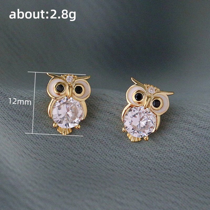 Cute With Diamonds Zircon Owl Stud Earrings For Women $20.00 Dana Fashion Color: E1897 Gold Women's Accessories Product information: Color: E1897 gold Material: Copper Modeling: animal/Zodiac Popular elements: Owl Style: Cartoon Packing list: Earrings*1 p