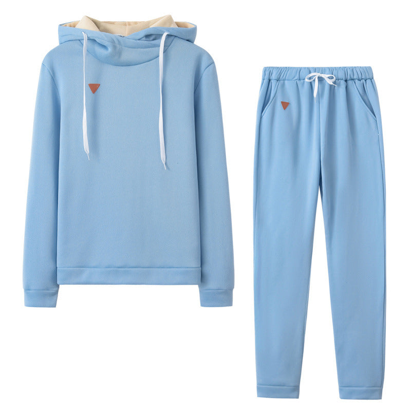 Women's Fleece Leather Seal Long Sleeve Hooded Casual Sports Suit