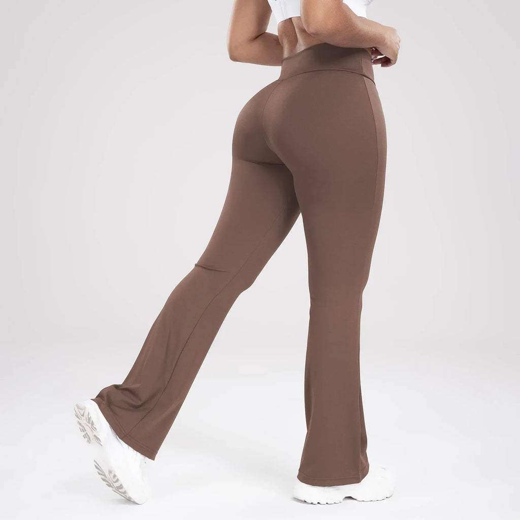 Cross Waist Side Pocket Leisure Sports Bell-bottom Pants Slim Fit Yoga Pants Women - DanaFashionstore
