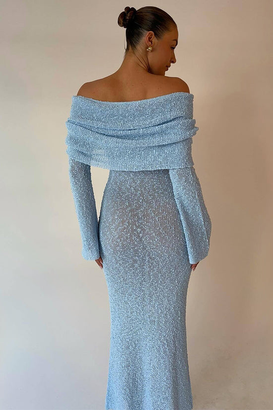 New One-shoulder Knitted Long-sleeved Dress Sexy Beach Holiday Long Dresses Womens Clothing