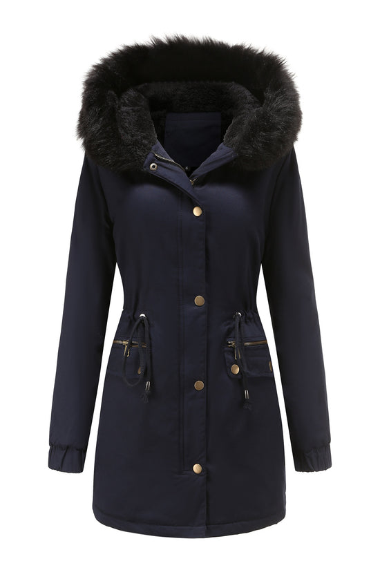 Women's Mid-length Fur Collar Coat Parker Cotton-padded Coat