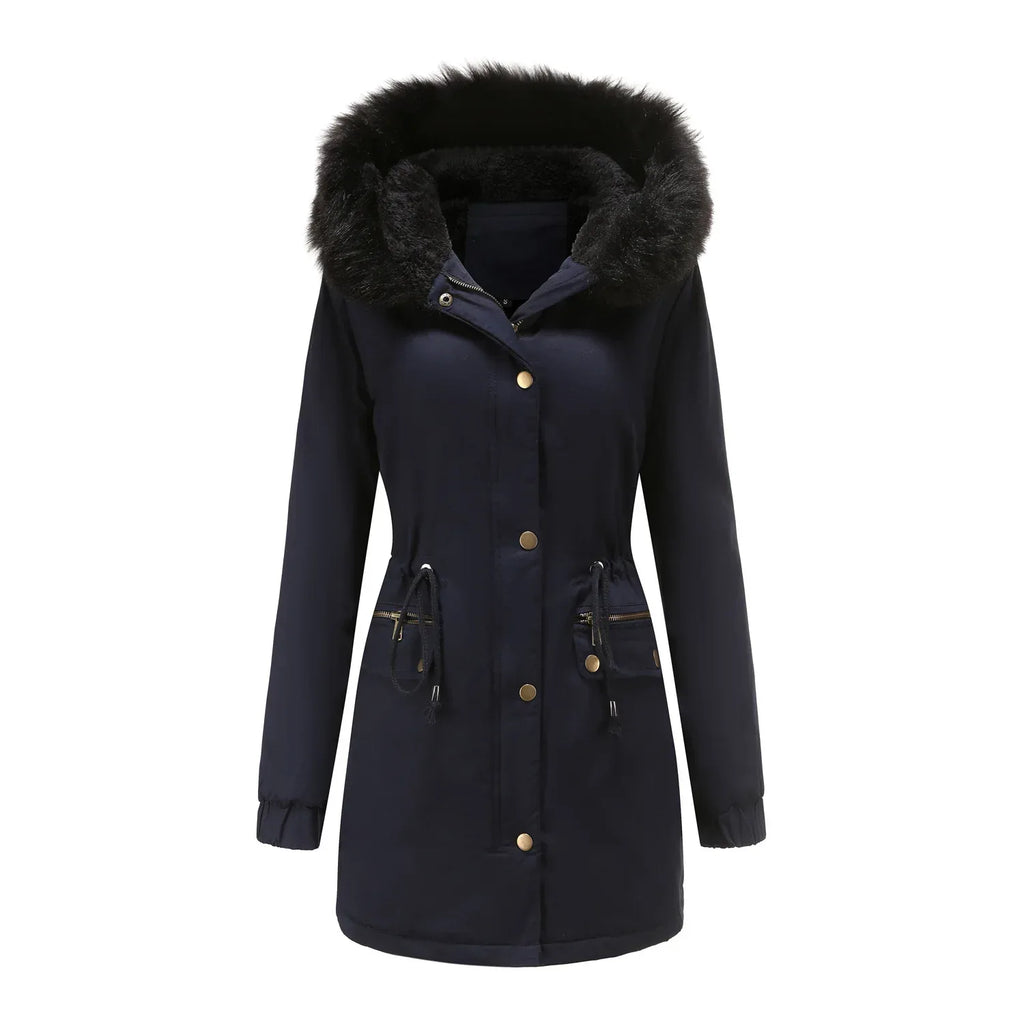 Women's Mid-Length Fur Collar Parker Coat 2026 - Cotton-Padded Jacket - DanaFashionstore