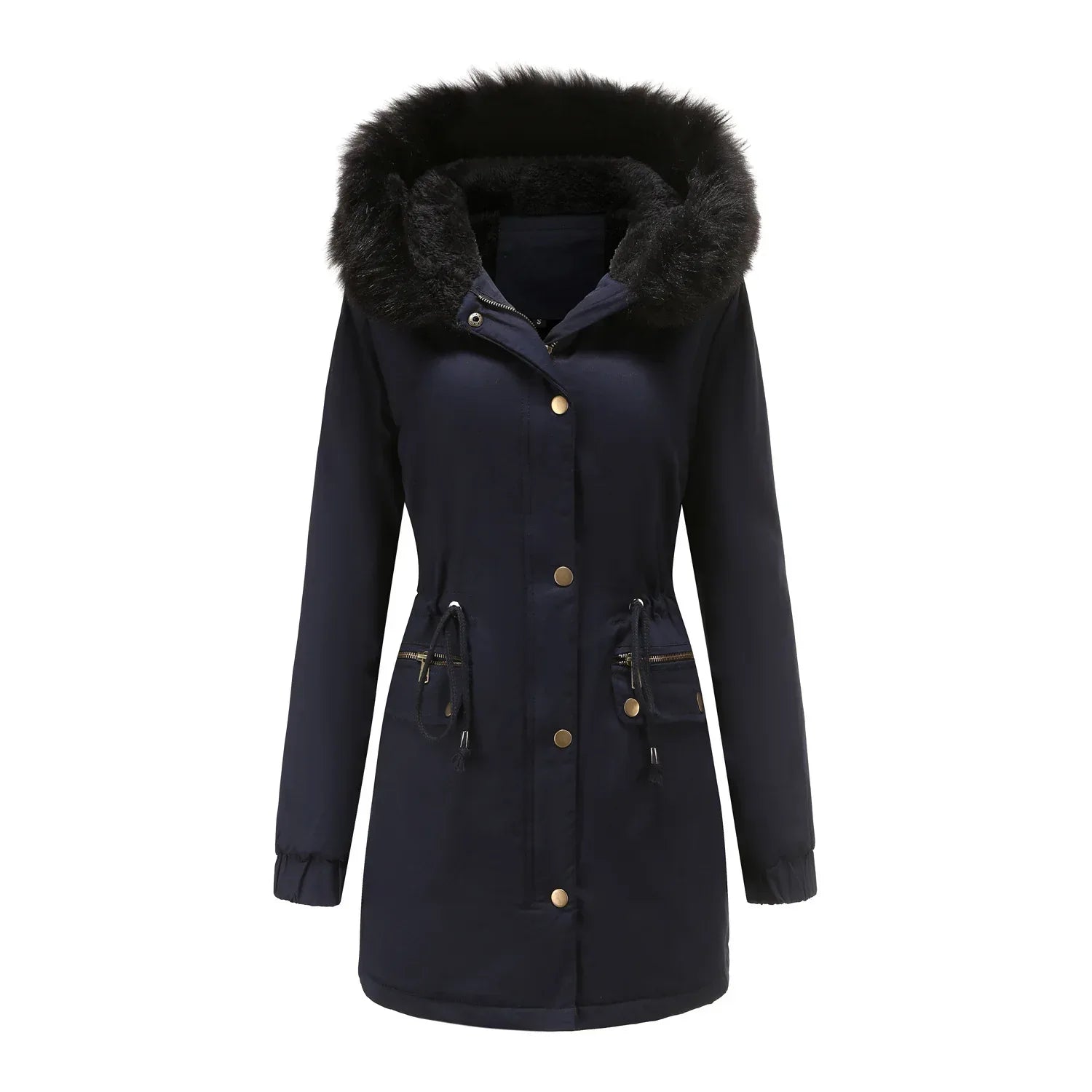 Women's Mid-Length Fur Collar Parker Coat 2026 - Cotton-Padded Jacket - DanaFashionstore