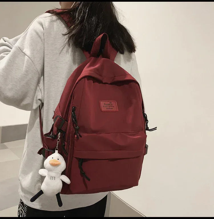 School Season New Fashion Backpack Fresh Middle School Students Korean Casual Solid Color Backpack - DanaFashionstore