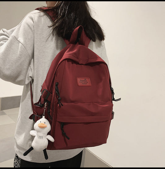 School Season New Fashion Backpack Fresh Middle School Students Korean Casual Solid Color Backpack