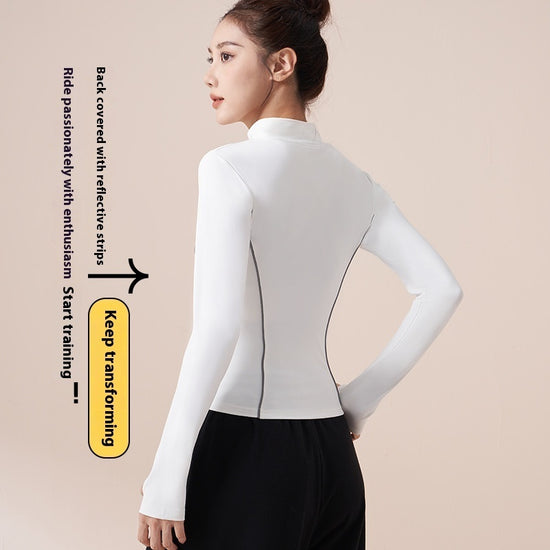 Reflective Motion Outdoor Casual Stand Collar Windproof Yoga Jacket For Women