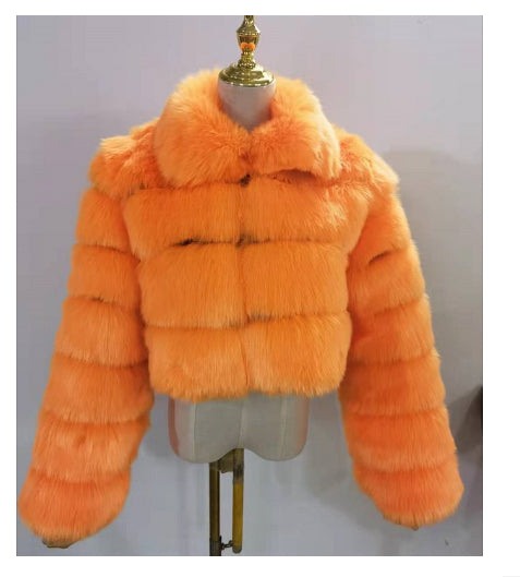 Women's Fur Coat Fox Fur Stitching Short Lapel Long Sleeve Coat Dana Fashion