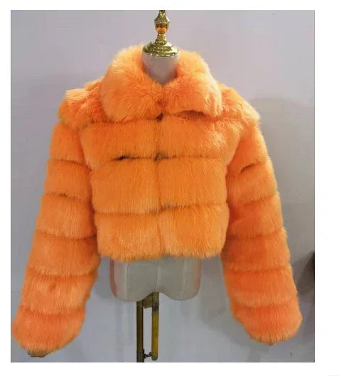 Women's Fur Coat Fox Fur Stitching Short Lapel Long Sleeve Coat - DanaFashionstore