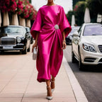 Elegant Flower Beads Satin Dress 2026 - Commuting Professional Dress - DanaFashionstore