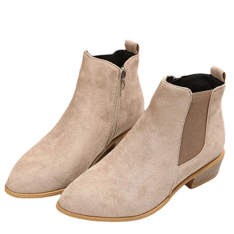 Pointed Suede Elastic Band, Thick Heel Casual Single Shoes For Women - DanaFashionstore