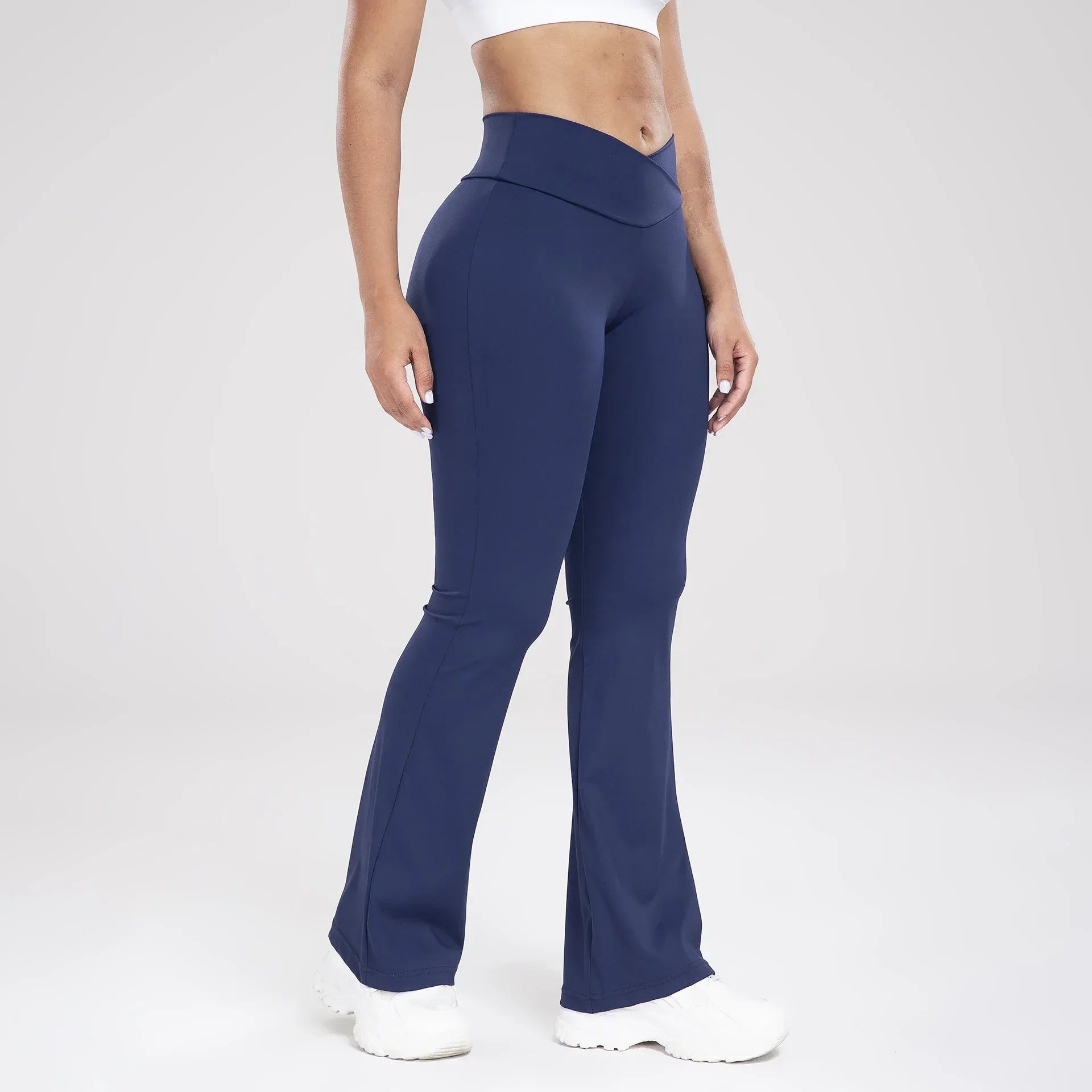 Cross Waist Side Pocket Leisure Sports Bell-bottom Pants Slim Fit Yoga Pants Women - DanaFashionstore