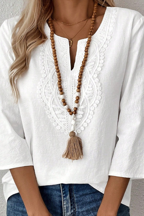 Women's Solid Color V-neck Long-sleeved Simple Casual Shirt