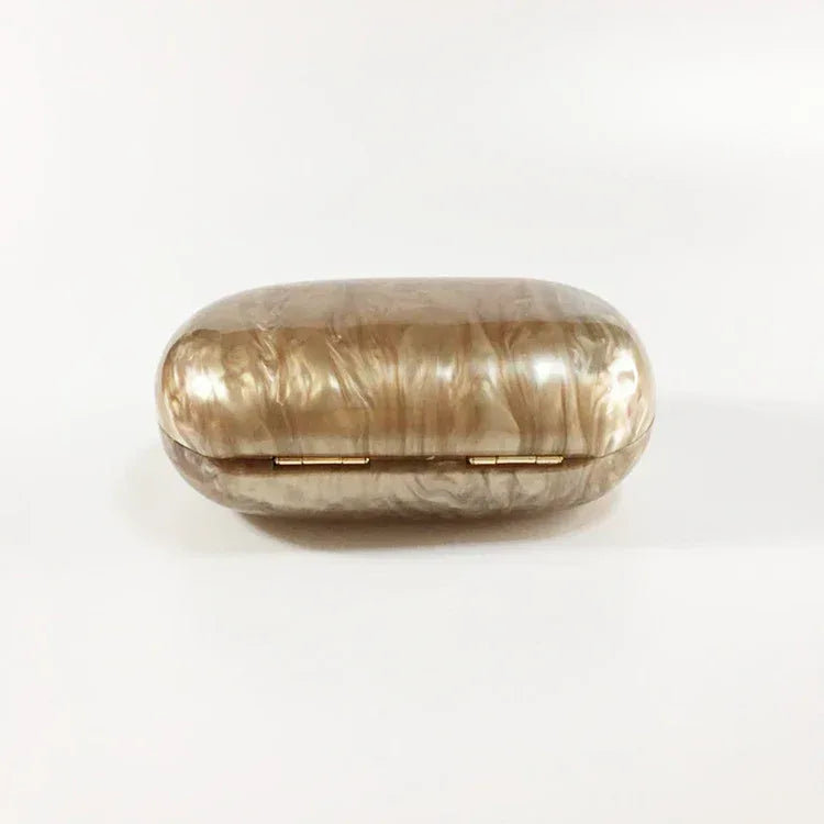 Women's Oval Acrylic Solid Color Pearly Evening Bag - DanaFashionstore