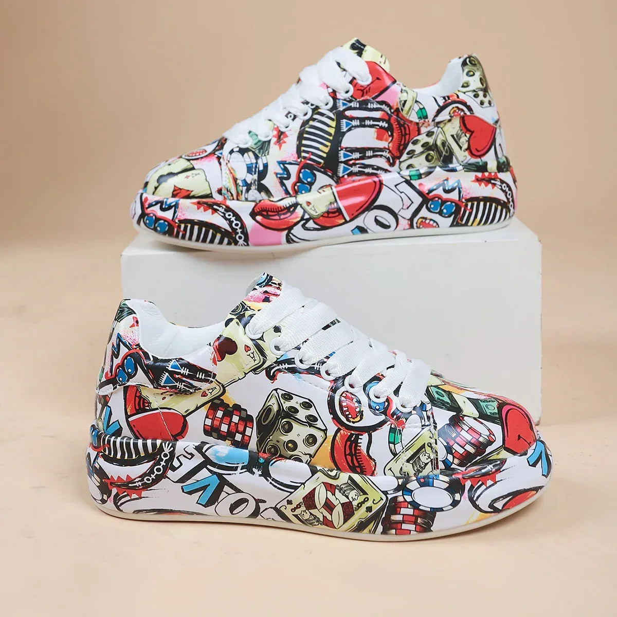 Hand-painted Shoes Women's Platform Casual Shoes Painted Sports - DanaFashionstore