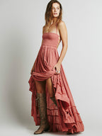 Backless Bohemian Beach Maxi Dress Cotton