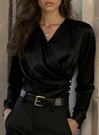 French Light Luxury V-neck Slim Fit Ins Style Versatile Shirt - DanaFashionstore