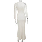 One-shoulder Ribbon Long Dress Ins Fashion Slim Sleeveless Dresses For Evening Party Club Clothing Women - DanaFashionstore