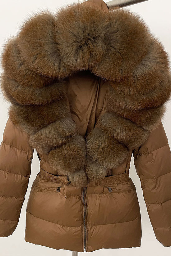 Short Women's Thickened Slim Fit Waist-tight Fur Down Jacket